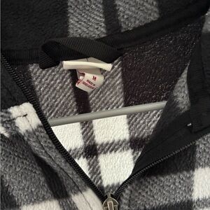 Black and White Plaid Zip-Up Jacket